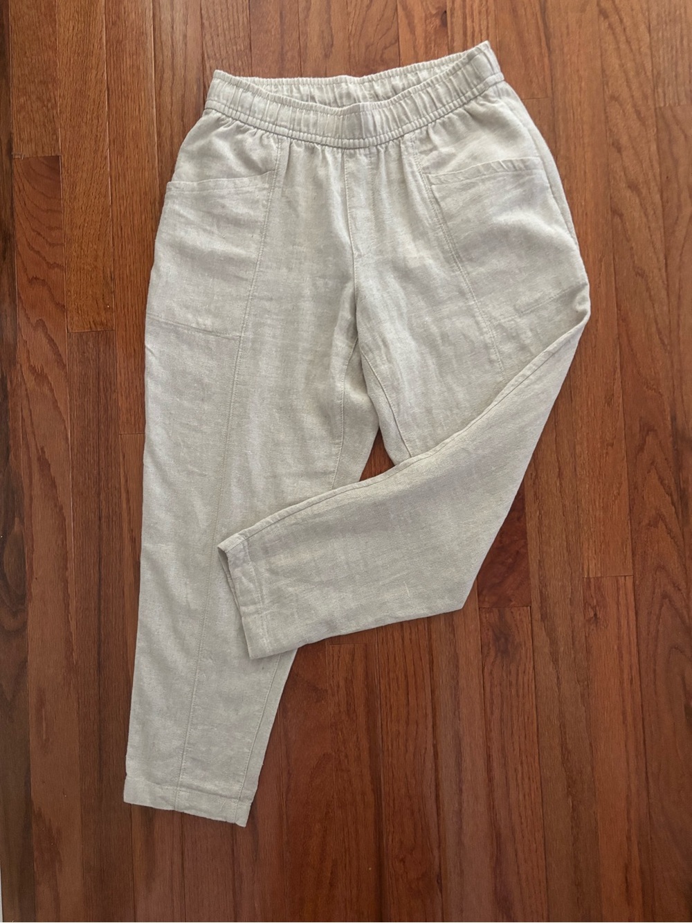 Old Navy Linen Tan Tapered Pants size Petite XS in Great Condition - Picture 3 of 8